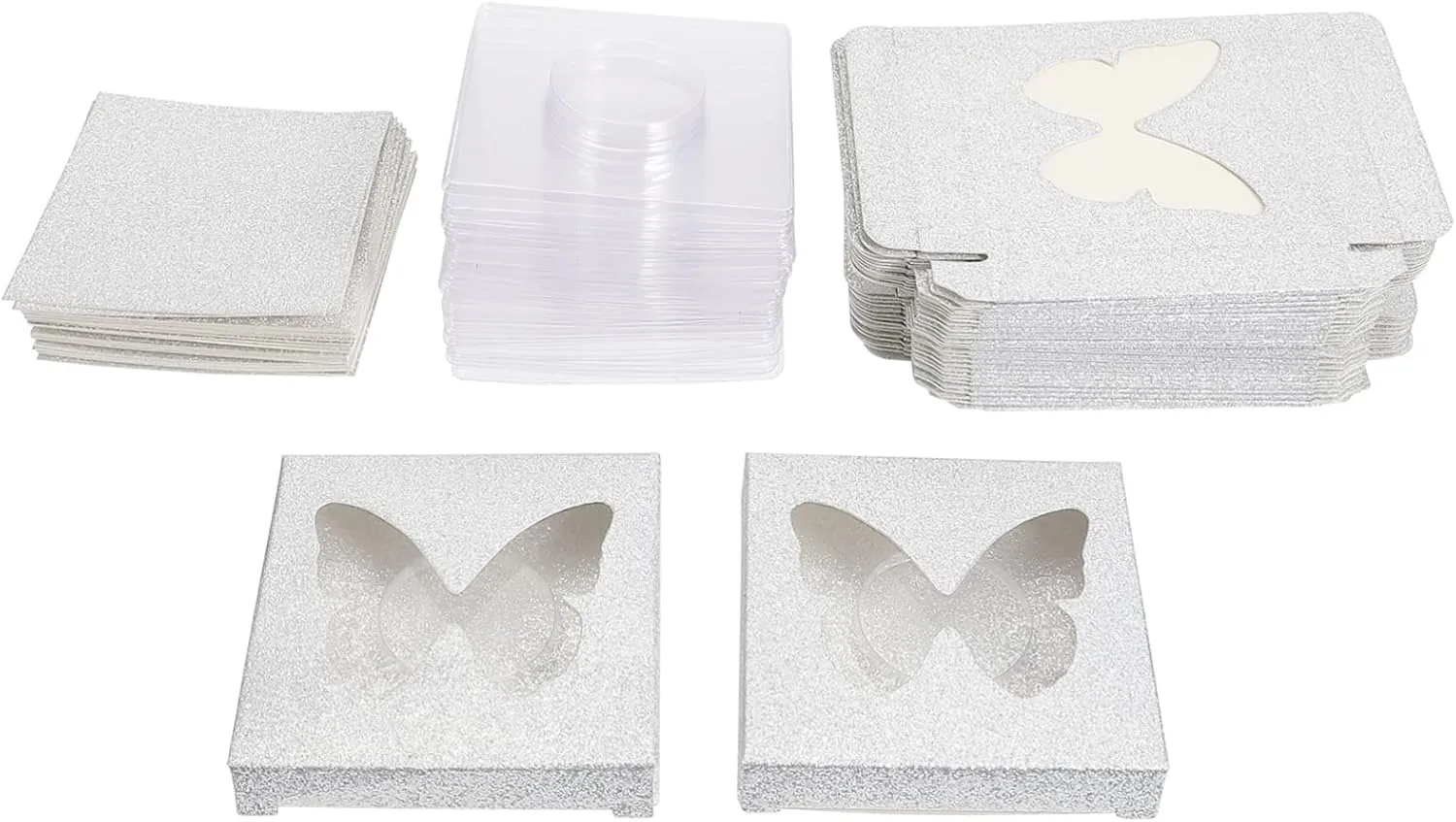 30pcs Eyelash Organizer Box with Butterfly Window Design Sealed Storage Case for False Eyelashes Lightweight and Portable Lash Storage for Travel and Daily Use
