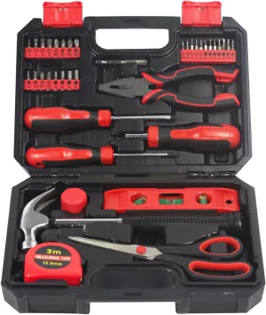 38 Pieces Tool Set with Portable Storage Boxes, Basic Home Red Tool Kit for Daily Repairing and Maintenance, Home DIY Tool Kit Set for Office & Garage