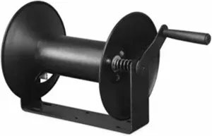 3/8" x 100' Lightweight Compact Wall Mount Retractable Powder Coated Steel Air Compressor Open Hose Storage Reel, Black