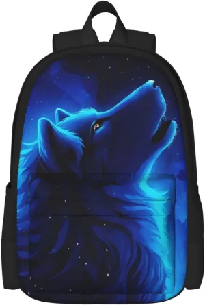 3D Animal Kids Wolf Backpacks Girls School Bookbag Shoulder Bag Casual Daypack 17 Inch Plus Laptop Bag for Unisex Women Teens 1th 3th 5th Grade