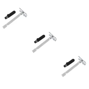 3pcs Facial Razor Manual Beard Shaver Safety Razor Double Blade White Handle Shaving Tool Compact Design