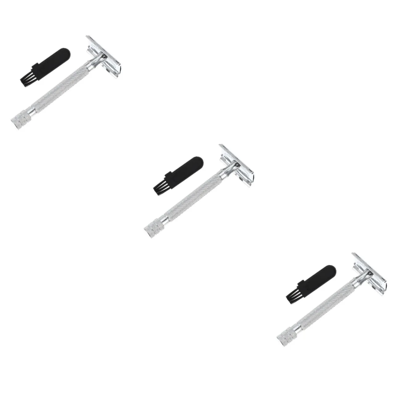 3pcs Facial Razor Manual Beard Shaver Safety Razor Double Blade White Handle Shaving Tool Compact Design