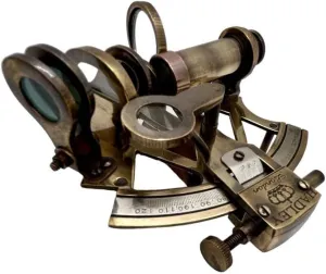 4 Inches Brass Nautical Sextant – Handcrafted Marine Navigation Tool and Compact Vintage Style Pirate Maritime Functional Exploration Tool
