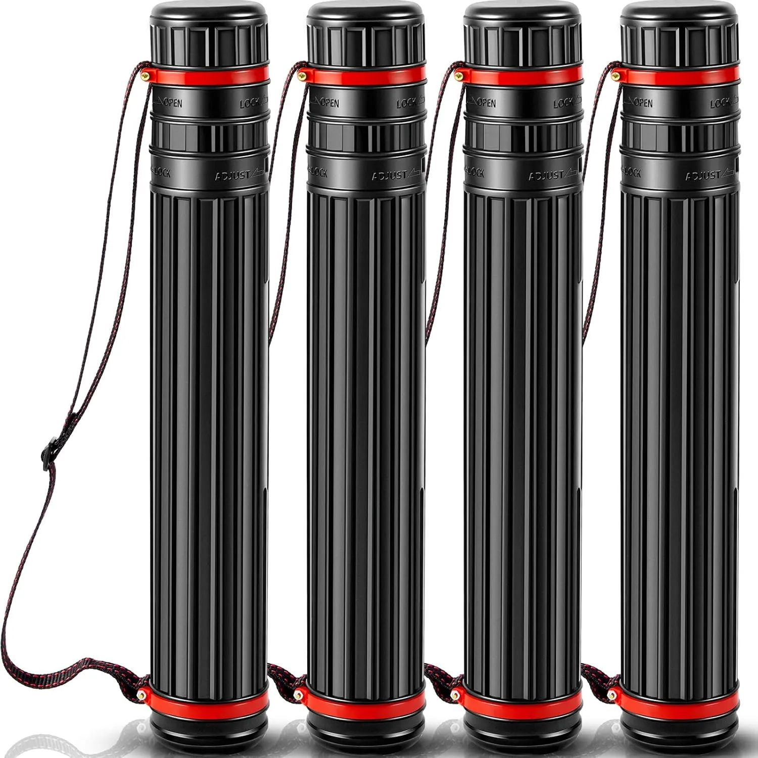 4 Pcs Extendable Poster Tube with Strap 30'' to 49'' Telescoping A0 Expandable Blueprint Tube Portable Container for Posters, Blueprints, Artwork, Map Storage(Classic Standard Style)