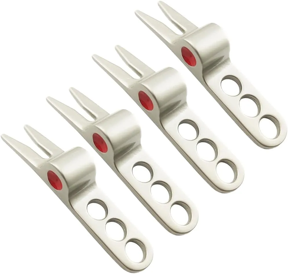 4 Pcs Silver Golf Ball Fork Pivot Divot Repair Tool Compatible Golf Divot Tools for Scotty Cameron Divot Tools