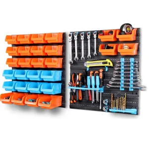 43Pc Wall Mounted Storage Rack | Bins, Tool Holders, Peg Boards | Garage & Workshop Organizer