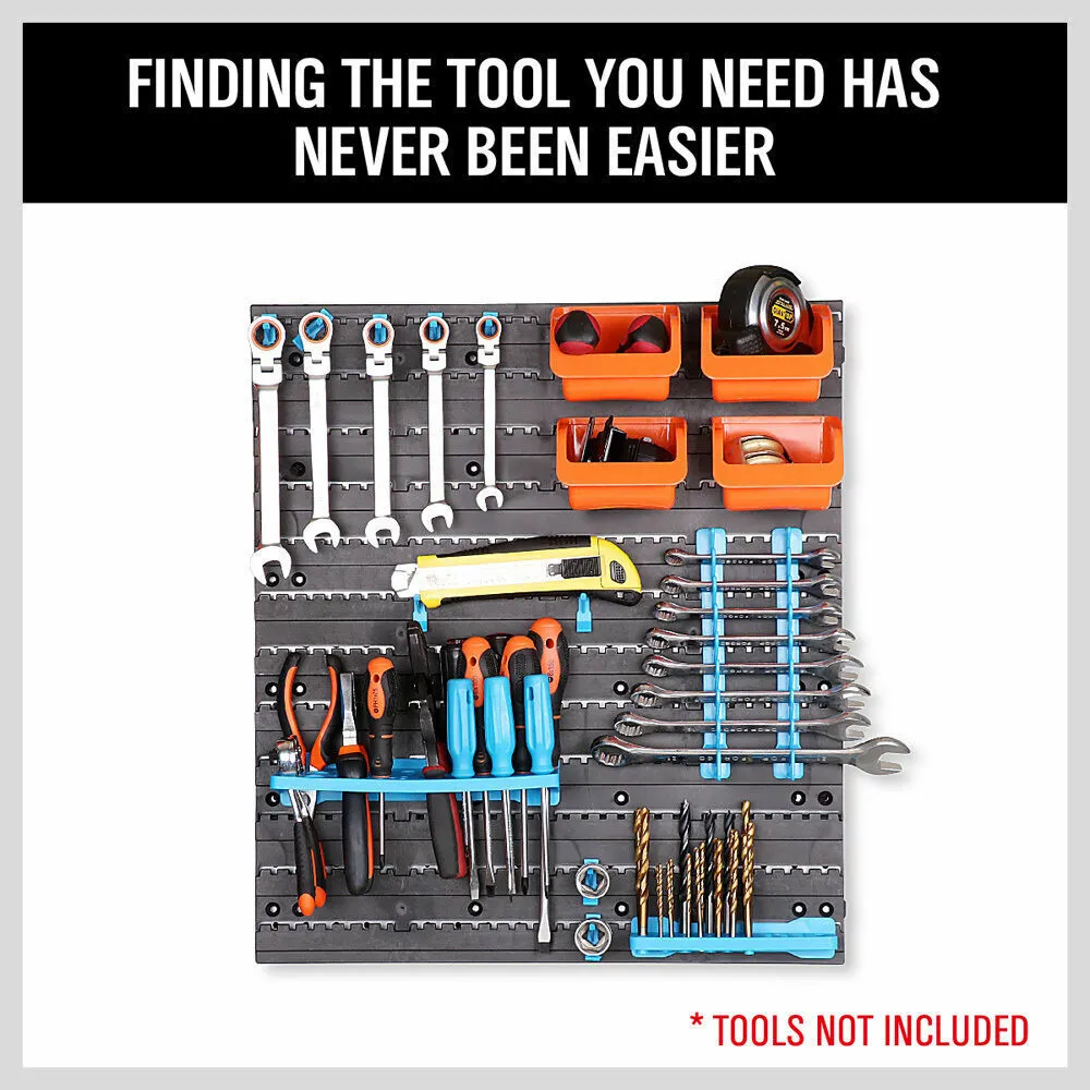 43Pc Wall Mounted Storage Rack | Bins, Tool Holders, Peg Boards | Garage & Workshop Organizer