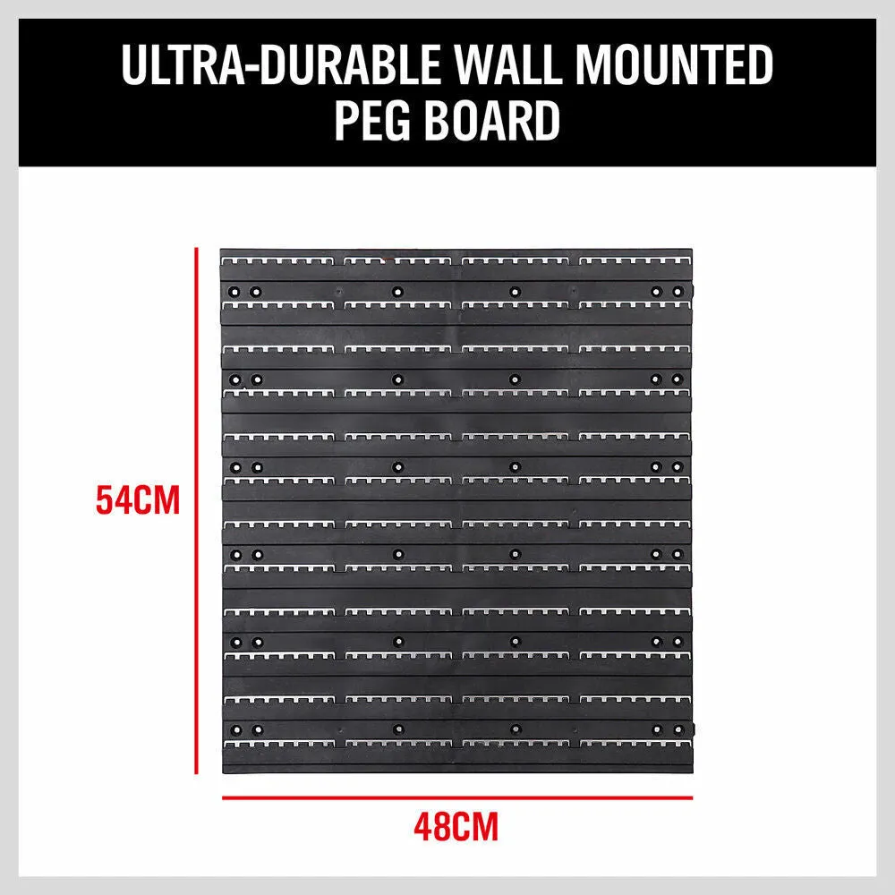 43Pc Wall Mounted Storage Rack | Bins, Tool Holders, Peg Boards | Garage & Workshop Organizer