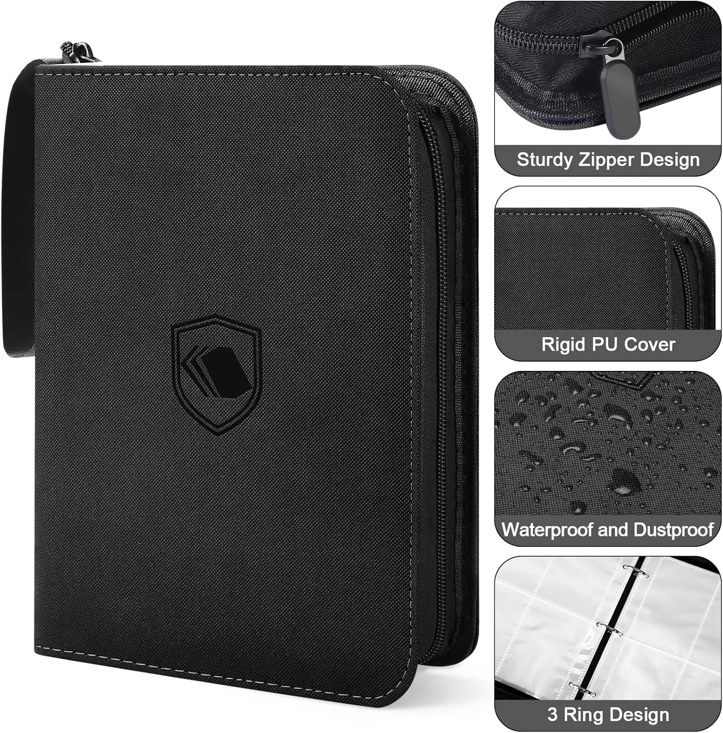 440 Pockets Trading Card Binder, PU Cover Zipper Card Collection Album, Sturdy Card Folder Holder for MTG, TCG, Game Cards, Sports Cards