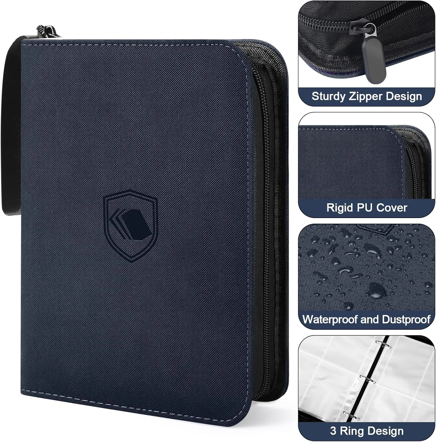 440 Pockets Trading Card Binder, PU Cover Zipper Card Collection Album, Sturdy Card Folder Holder for MTG, TCG, Game Cards, Sports Cards