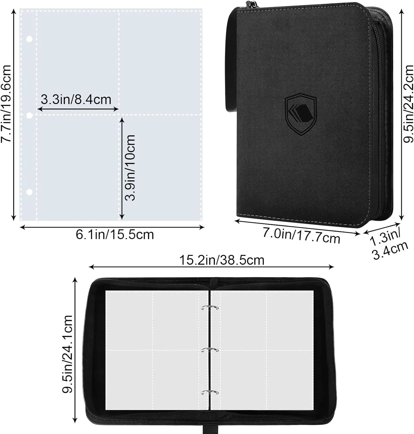 440 Pockets Trading Card Binder, PU Cover Zipper Card Collection Album, Sturdy Card Folder Holder for MTG, TCG, Game Cards, Sports Cards