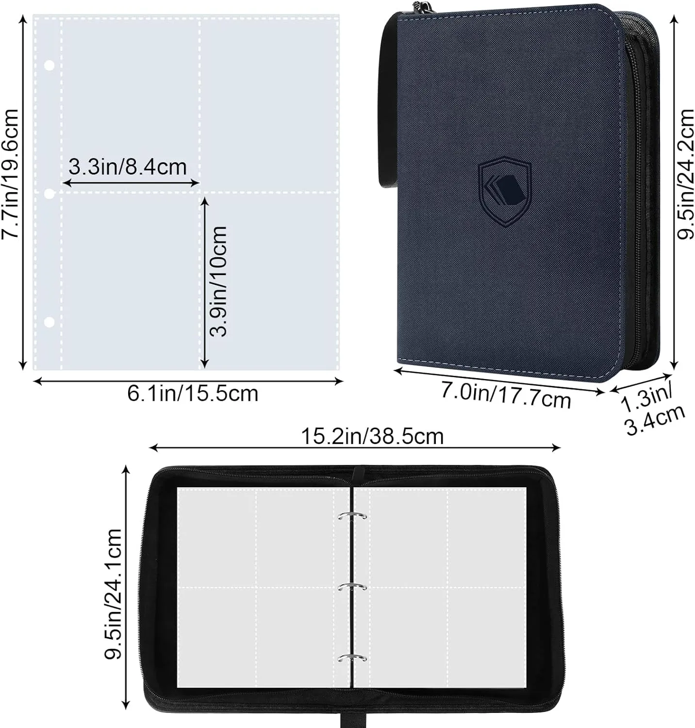 440 Pockets Trading Card Binder, PU Cover Zipper Card Collection Album, Sturdy Card Folder Holder for MTG, TCG, Game Cards, Sports Cards