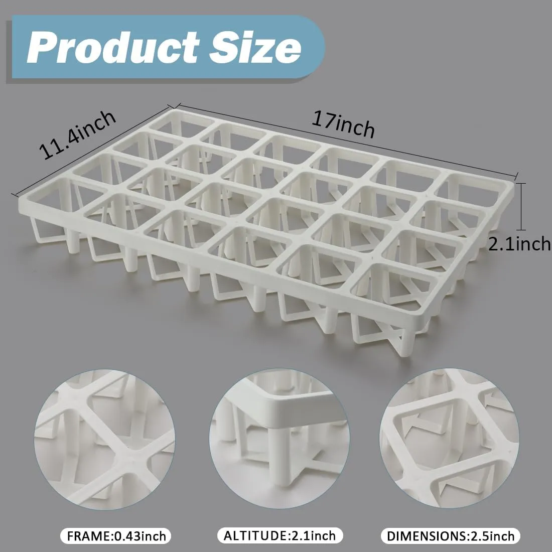 5 Pack Planting Pots Moving Trays for 3 inch(2.7 inch for Exact) Square Nursery Pots, 24 Cell Pots Carrier Holders(White)