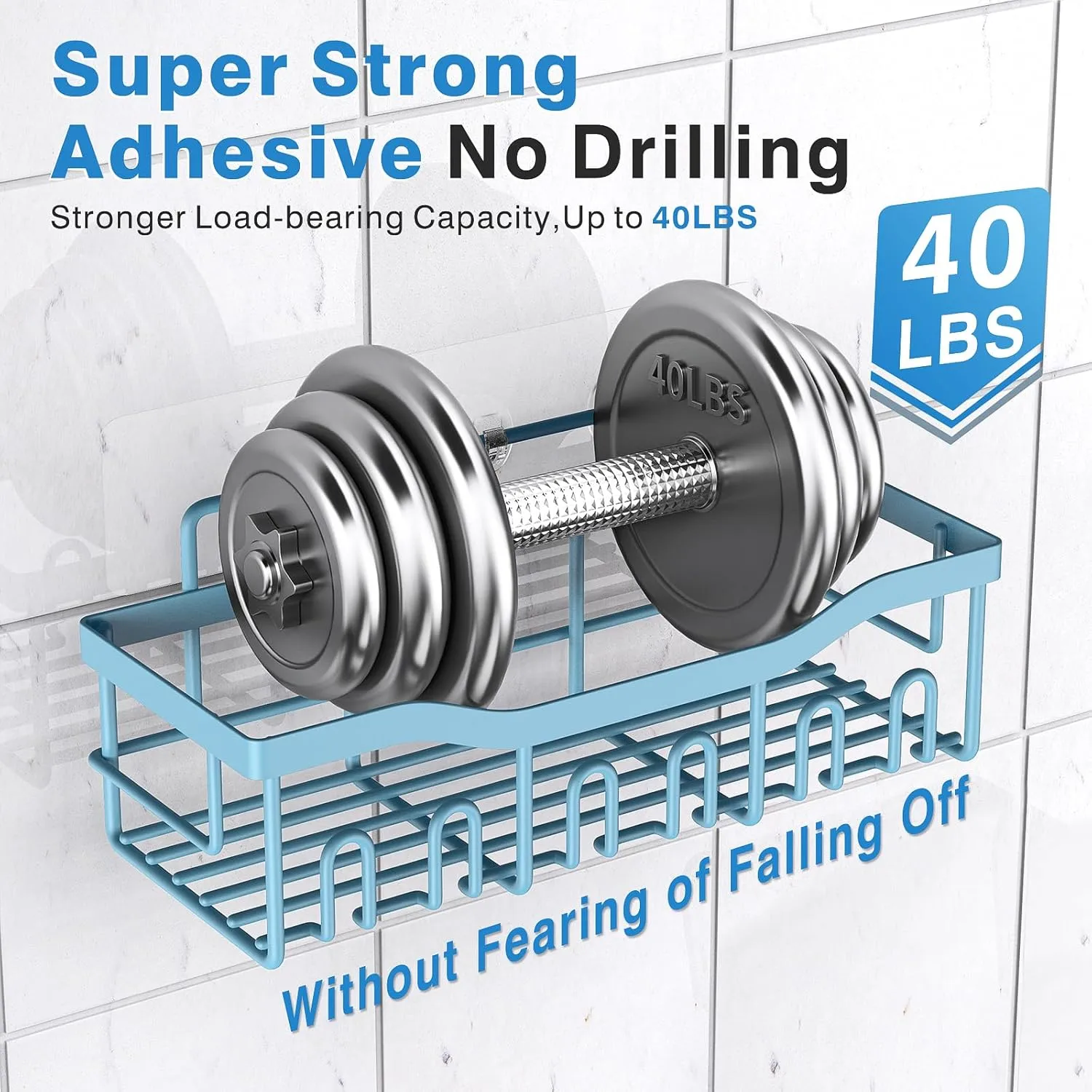 5-Pack Rustproof Stainless Steel Shower Caddy – No Drill Adhesive Bathroom Organizer with Large Capacity, Spacious Shower Shelves for Inside Shower, Kitchen & Home Decor Storage