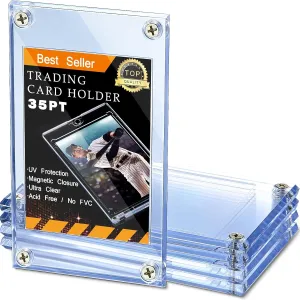 5 Pieces 4 Screw Trading Card Protector, Baseball Sleeves Card Protector, 35 Pt Acrylic Holder Clear Case for Baseball Football Sports Game Storage and Display Holders