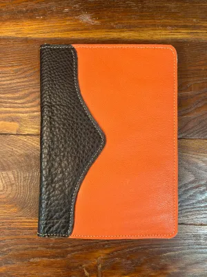 5" x 7" Orange and Black Leather Notebook