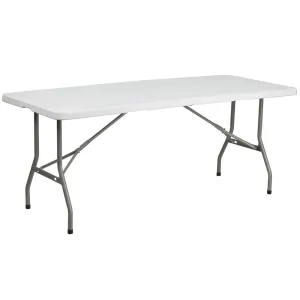6-Foot Bi-Fold Granite White Plastic Folding Table - Flash Furniture