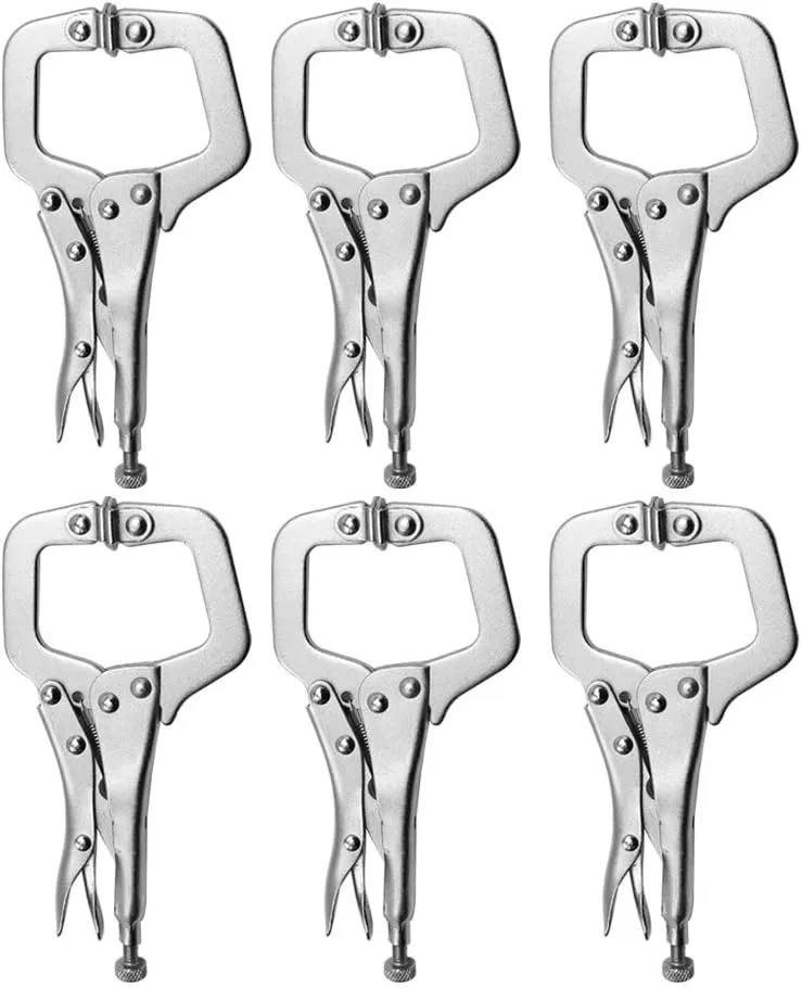 6 Pack 6 Inch C-Clamp Locking with Swivel Pads Heavy Duty Pliers for Craftsmen Home Workshop