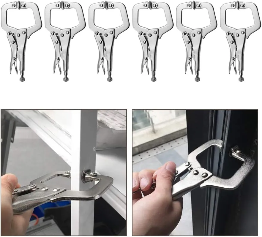 6 Pack 6 Inch C-Clamp Locking with Swivel Pads Heavy Duty Pliers for Craftsmen Home Workshop