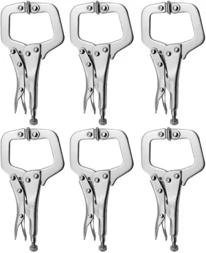 6 Pack 6 Inch C-Clamp Locking with Swivel Pads Heavy Duty Pliers for Craftsmen Home Workshop