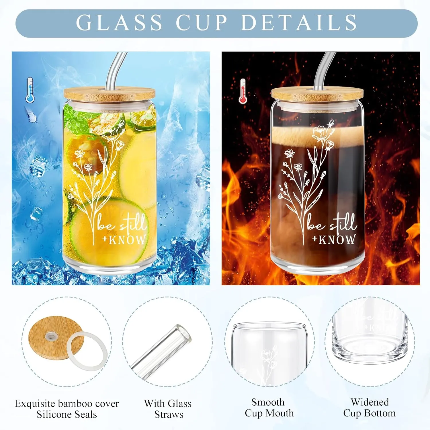 6 Pcs Christian Gift for Women Faith Be Still and Know 16 oz Tumbler Aesthetic Cup A6 Leather Religious Journal Ballpoint Pen Makeup Bag for Sunday School Godmother