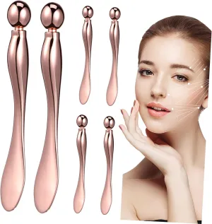6 Pcs Metal Eye Cream Applicator Flat Tipped Spatula Roller for Precise Application Easy Cleaning Travel Friendly Makeup Tool