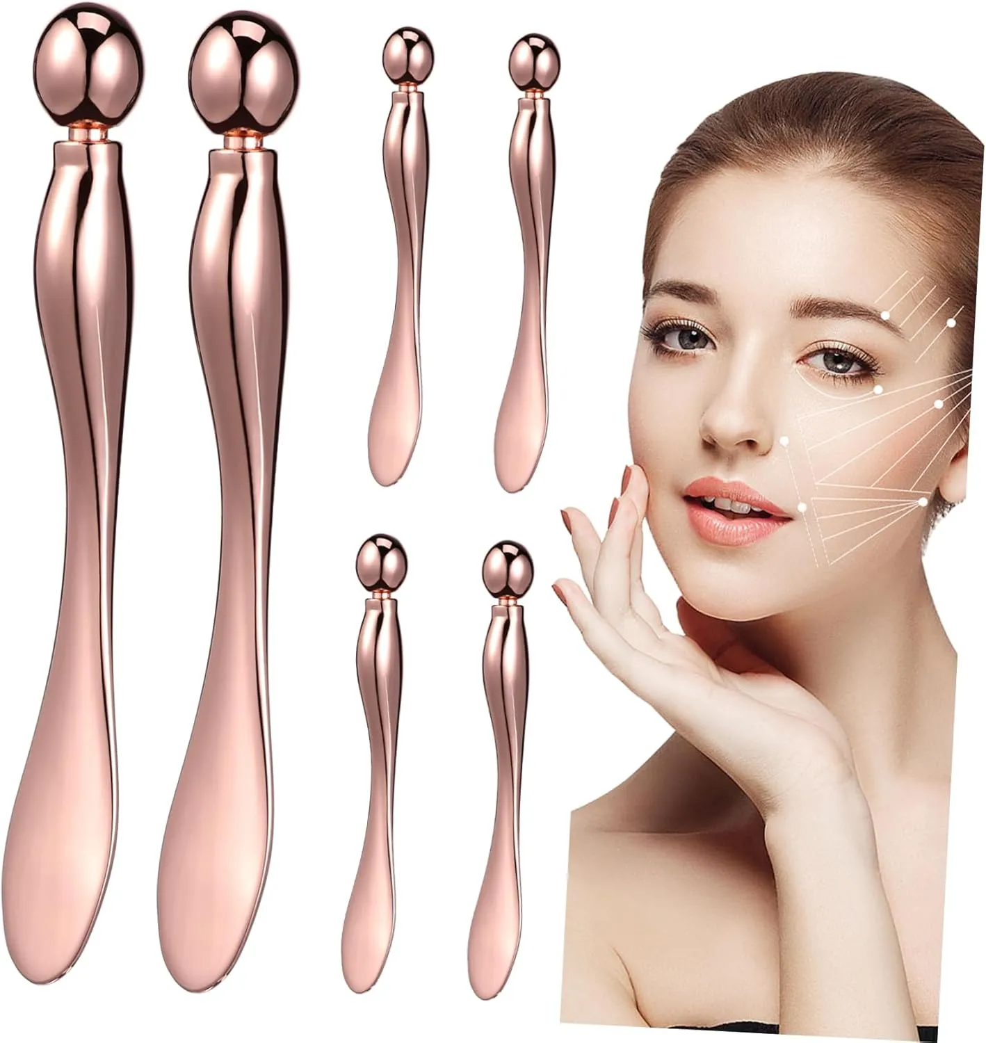 6 Pcs Metal Eye Cream Applicator Flat Tipped Spatula Roller for Precise Application Easy Cleaning Travel Friendly Makeup Tool
