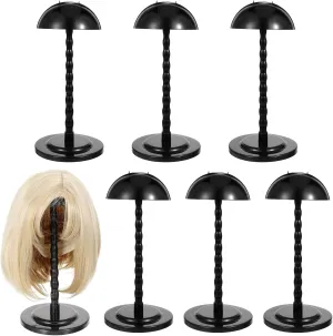 6 Pieces Wig Holder Wig Head Stand Wig Stand for Styling, 13.8 Inch Wigs Portable Hat Display Stand Travel Wig Holder for Multiple Wigs Practice Hat DIY