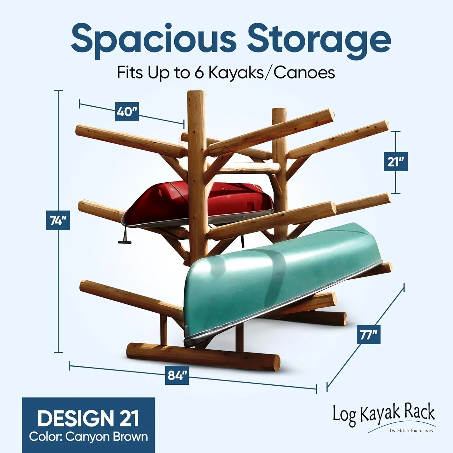 6-Place Kayak/Canoe Rack, Freestanding Kayak Storage Rack, Kayak Racks for Outdoor Storage, Surfboard Rack or SUP Storage Rack, Canoe Storage Rack, Paddle Board Rack