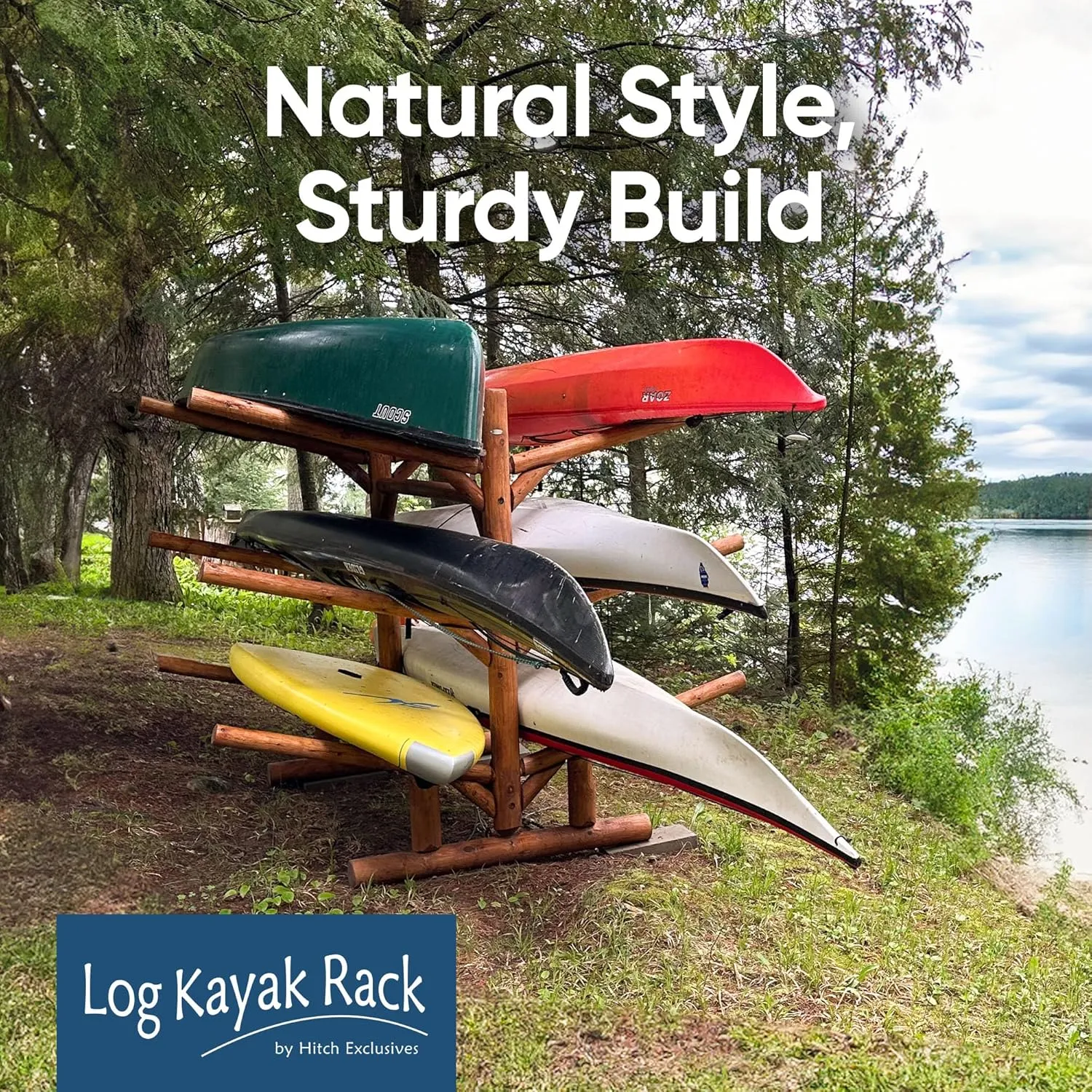 6-Place Kayak/Canoe Rack, Freestanding Kayak Storage Rack, Kayak Racks for Outdoor Storage, Surfboard Rack or SUP Storage Rack, Canoe Storage Rack, Paddle Board Rack
