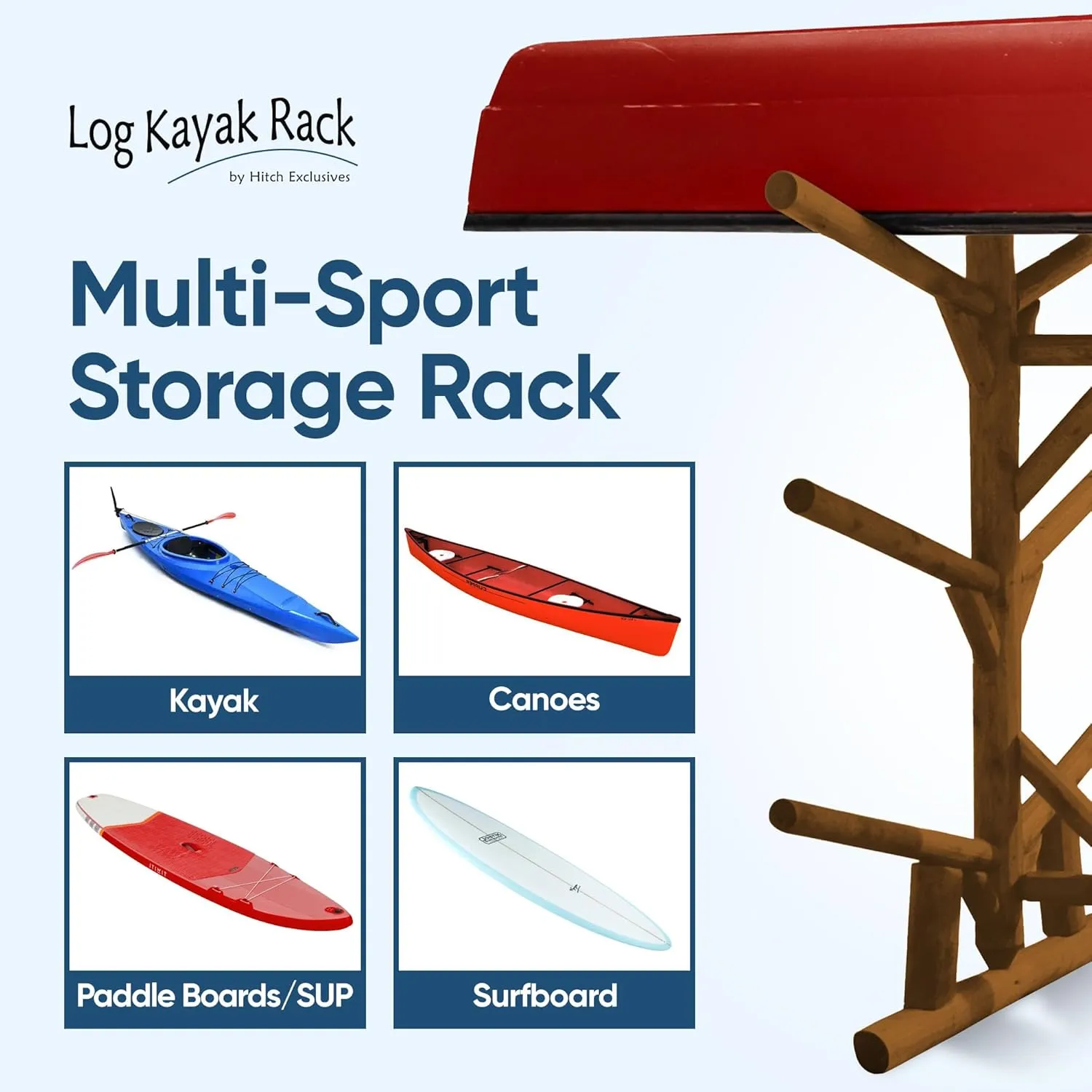 6-Place Kayak/Canoe Rack, Freestanding Kayak Storage Rack, Kayak Racks for Outdoor Storage, Surfboard Rack or SUP Storage Rack, Canoe Storage Rack, Paddle Board Rack
