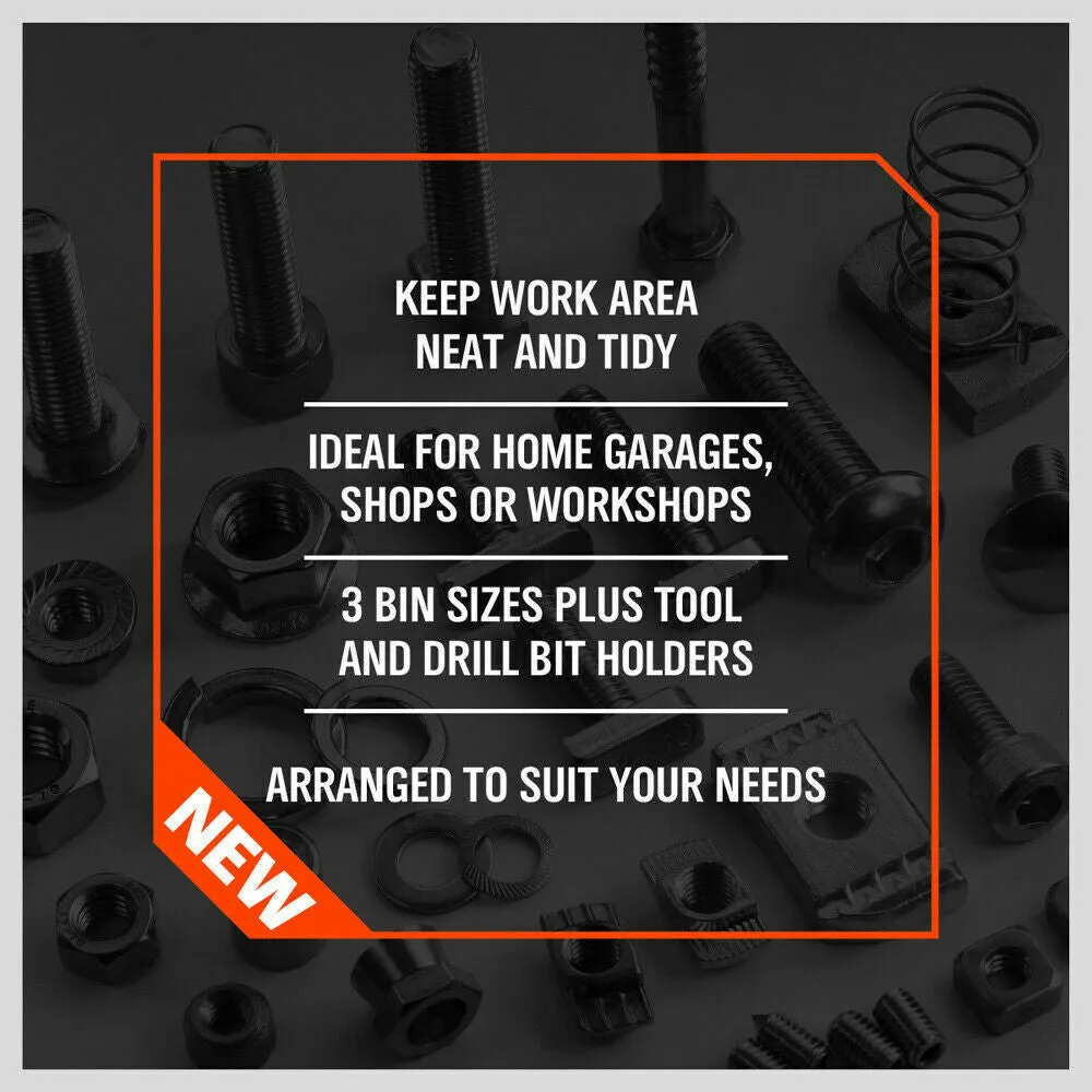 86Pc Wall Mounted Parts Storage Bins and Tool Holder Rack - Ideal Workshop and Garage Organizer