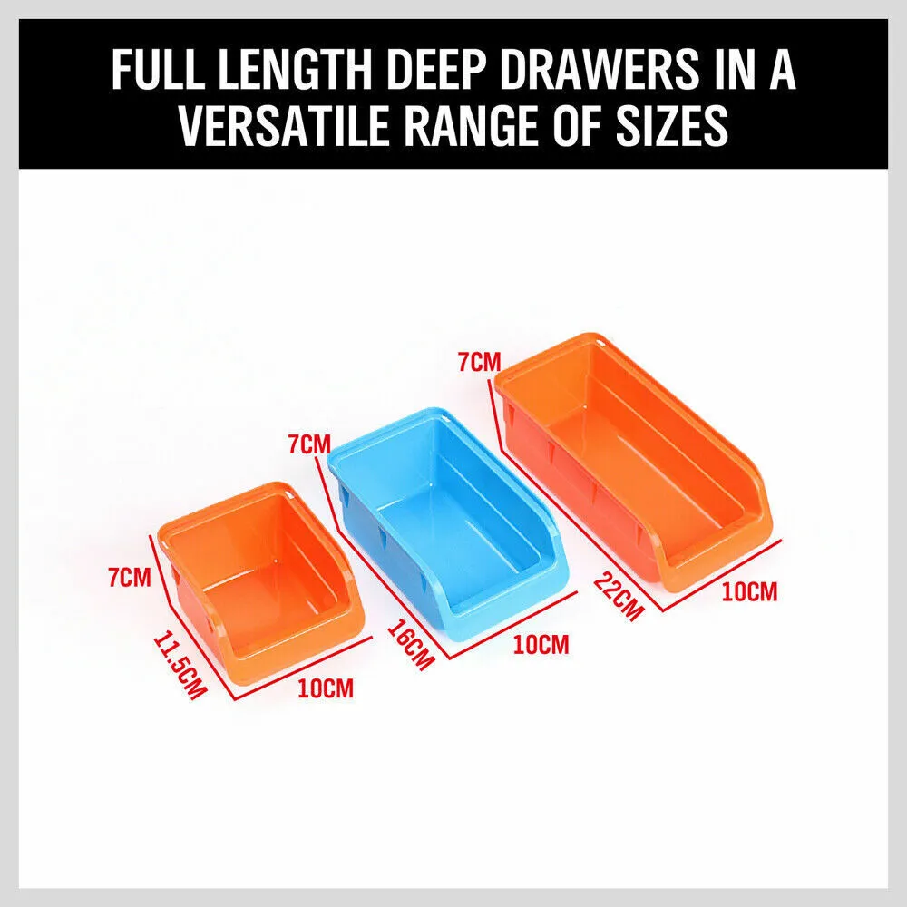 86Pc Wall Mounted Parts Storage Bins and Tool Holder Rack - Ideal Workshop and Garage Organizer