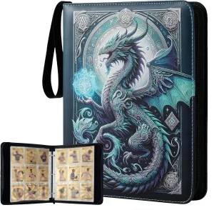 9-Pocket 3-Ring Trading Card Binder – Includes 50 Double-Sided Sleeves, Holds 900 Cards, Zippered Cute Card Holder for Boys & Girls Collectors