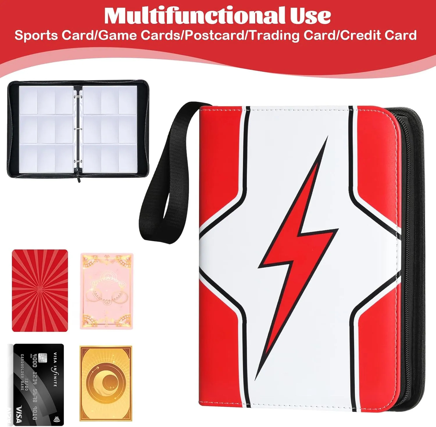 9-Pocket Trading Card Binder – Holds 900 Cards with 50 Removable Sleeves, Waterproof Card Holder Album for Standard Size Cards, Portable Collector Storage & Display Case