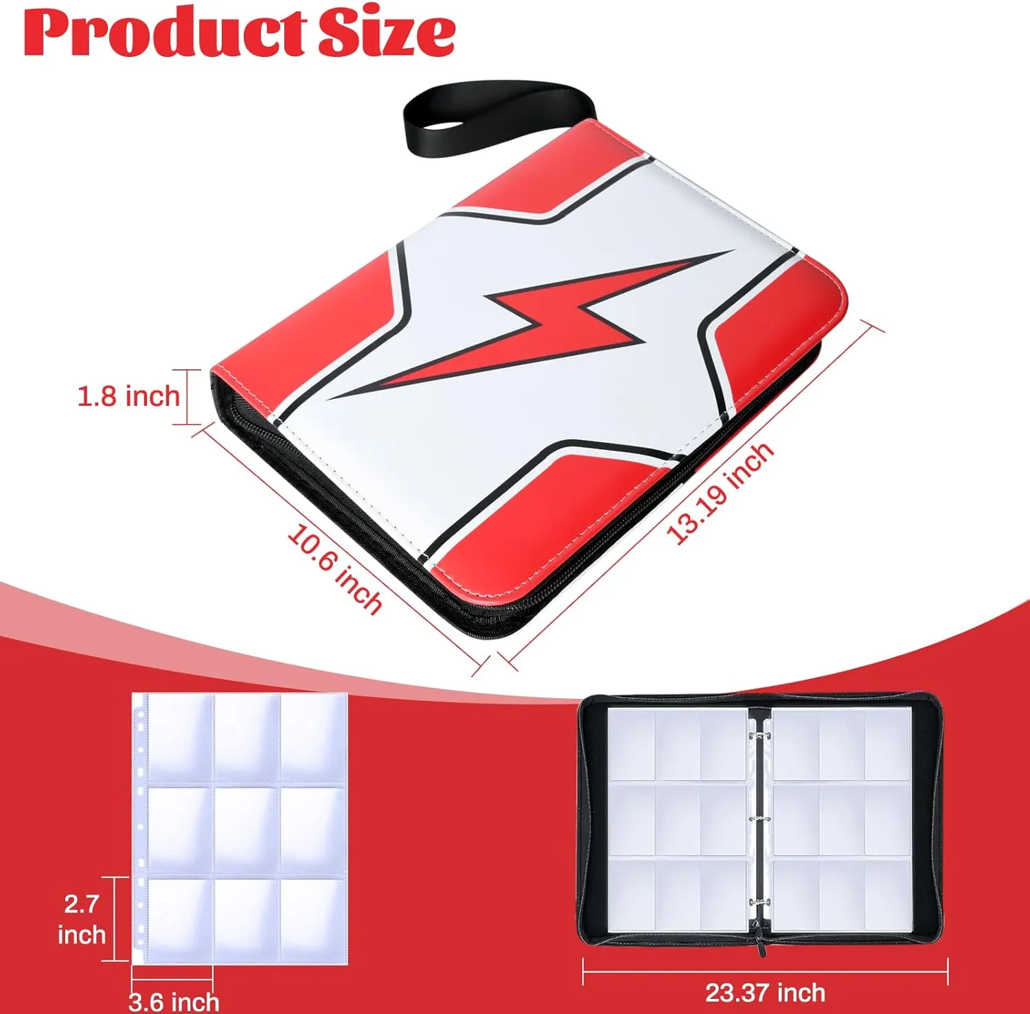 9-Pocket Trading Card Binder – Holds 900 Cards with 50 Removable Sleeves, Waterproof Card Holder Album for Standard Size Cards, Portable Collector Storage & Display Case