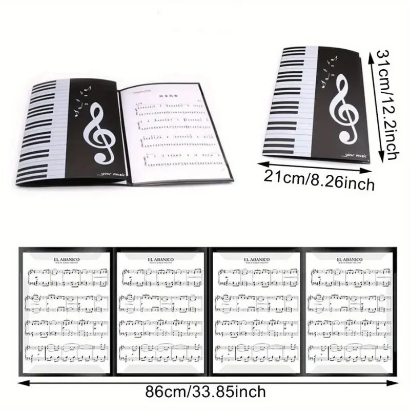 A4 Expandable Music Folder, 6-Pocket Sheet Music Organizer for Piano Scores and Writing Modifications