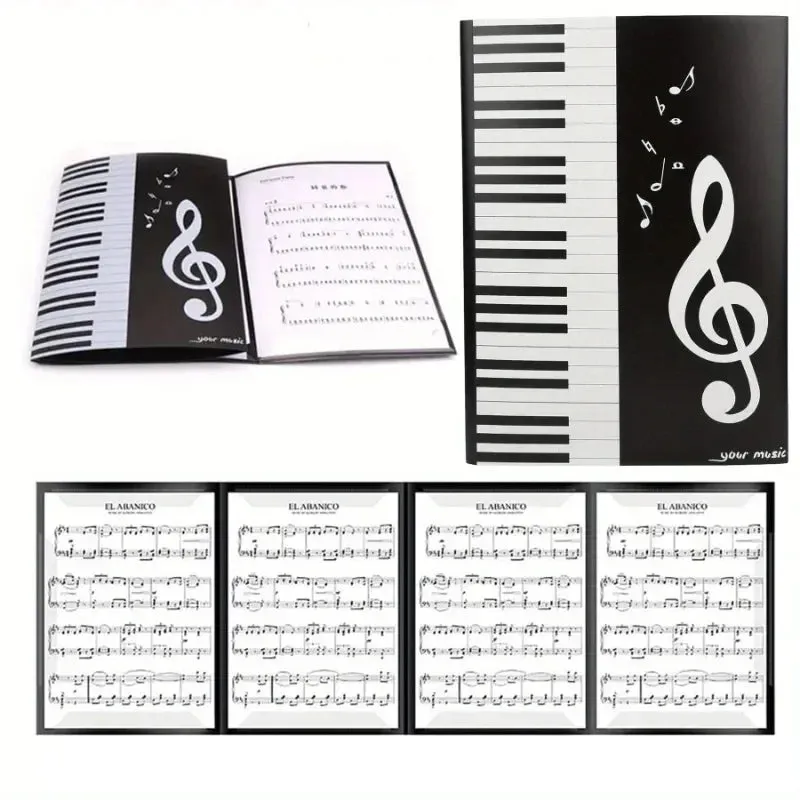 A4 Expandable Music Folder, 6-Pocket Sheet Music Organizer for Piano Scores and Writing Modifications
