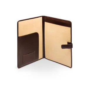 A4 Leather Conference Folder With Tab Closure - Brown