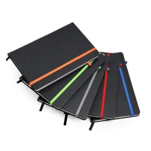 A5 Hard Cover Notebook with Coloured Elastic Strap