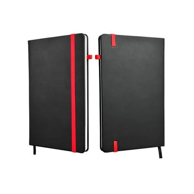 A5 Hard Cover Notebook with Coloured Elastic Strap