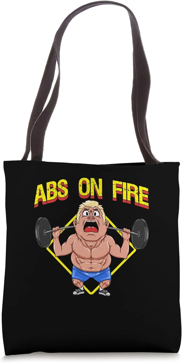 Abs On Fire Laughing Through The Burn Funny Abs Exercise Tote Bag