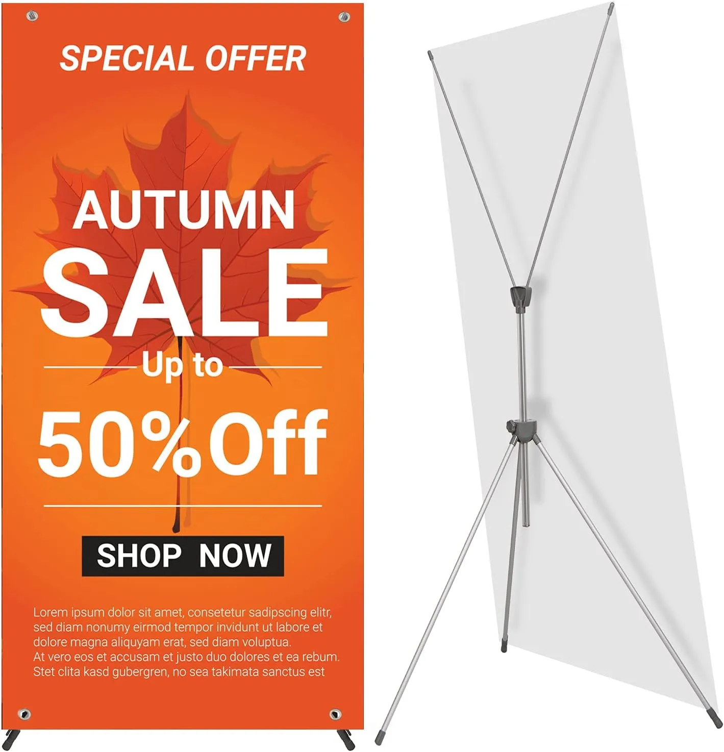 Adjustable Reinforced X Banner Stand, Fit Banner Size 23 x 63 to 32 x 78 Inches with Travel Bag