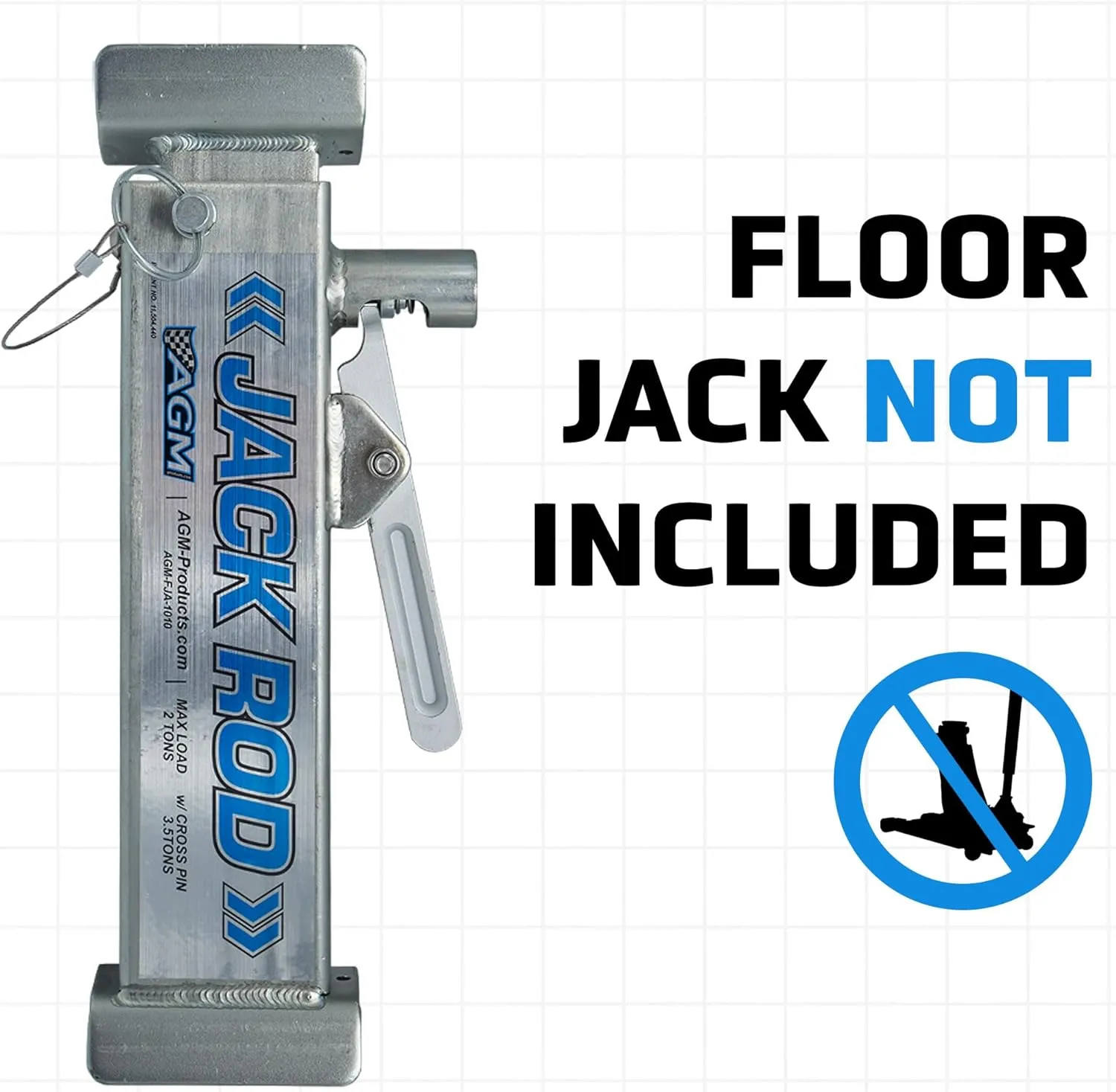AGM Products Jack Rod - Easy to Use Floor Jack Safety Tool. Rated for 3.5 Tons. Squeeze to Extend, Locks Automatically Squeeze to Remove. SUV, Truck, Car Jack NOT Included