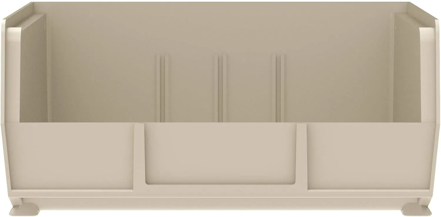 Akro-Mils 30235 AkroBins Plastic Storage Bins, Space-Saving Stackable Bins for Garage, Pantry, Craft Organization, 11-Inch x 11-Inch x 5-Inch, Stone, 6-Pack