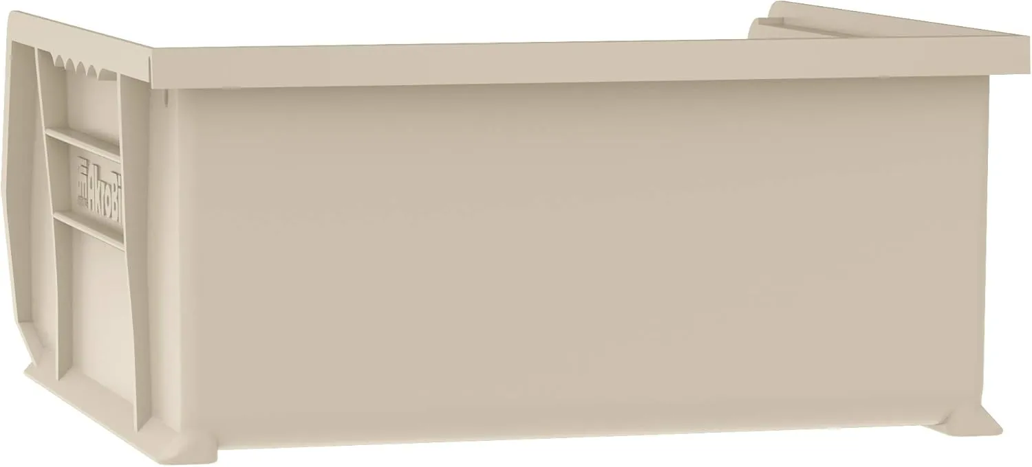 Akro-Mils 30235 AkroBins Plastic Storage Bins, Space-Saving Stackable Bins for Garage, Pantry, Craft Organization, 11-Inch x 11-Inch x 5-Inch, Stone, 6-Pack