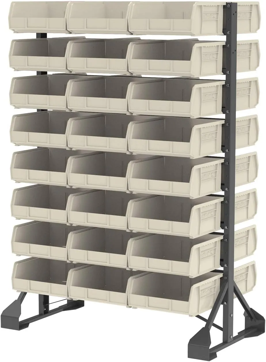 Akro-Mils 30235 AkroBins Plastic Storage Bins, Space-Saving Stackable Bins for Garage, Pantry, Craft Organization, 11-Inch x 11-Inch x 5-Inch, Stone, 6-Pack