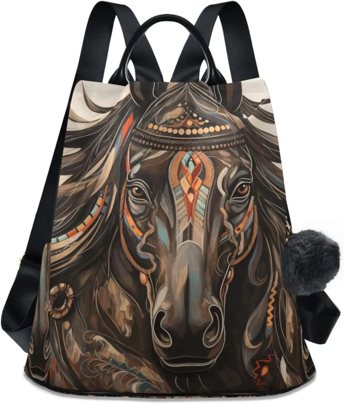 ALAZA Tribal Horse Backpack Purse for Women Travel Casual Daypack College Bookbag Work Business Ladies Shoulder Bag