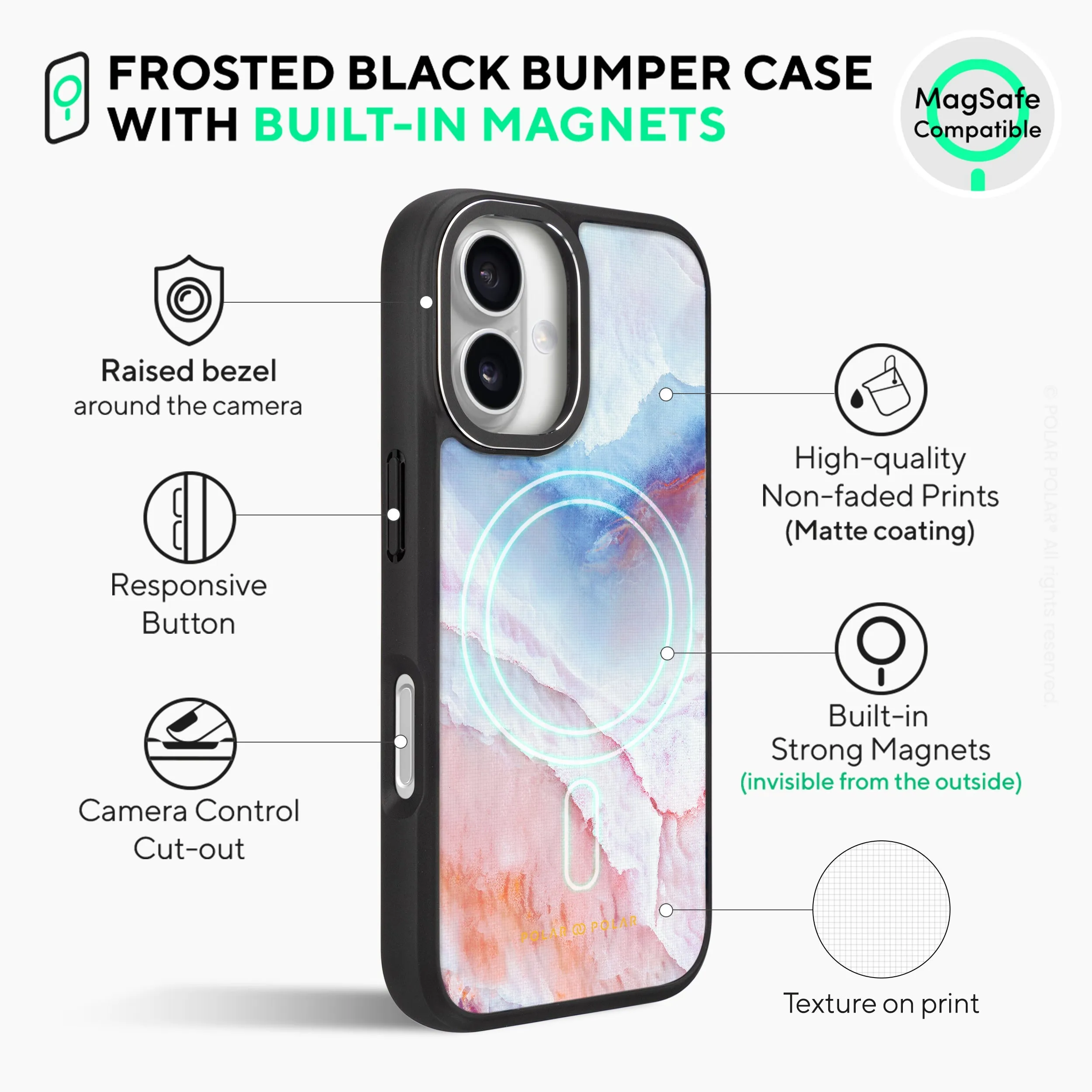 Almond Coast - iPhone 16 Pro Frosted Black Bumper MagSafe Case