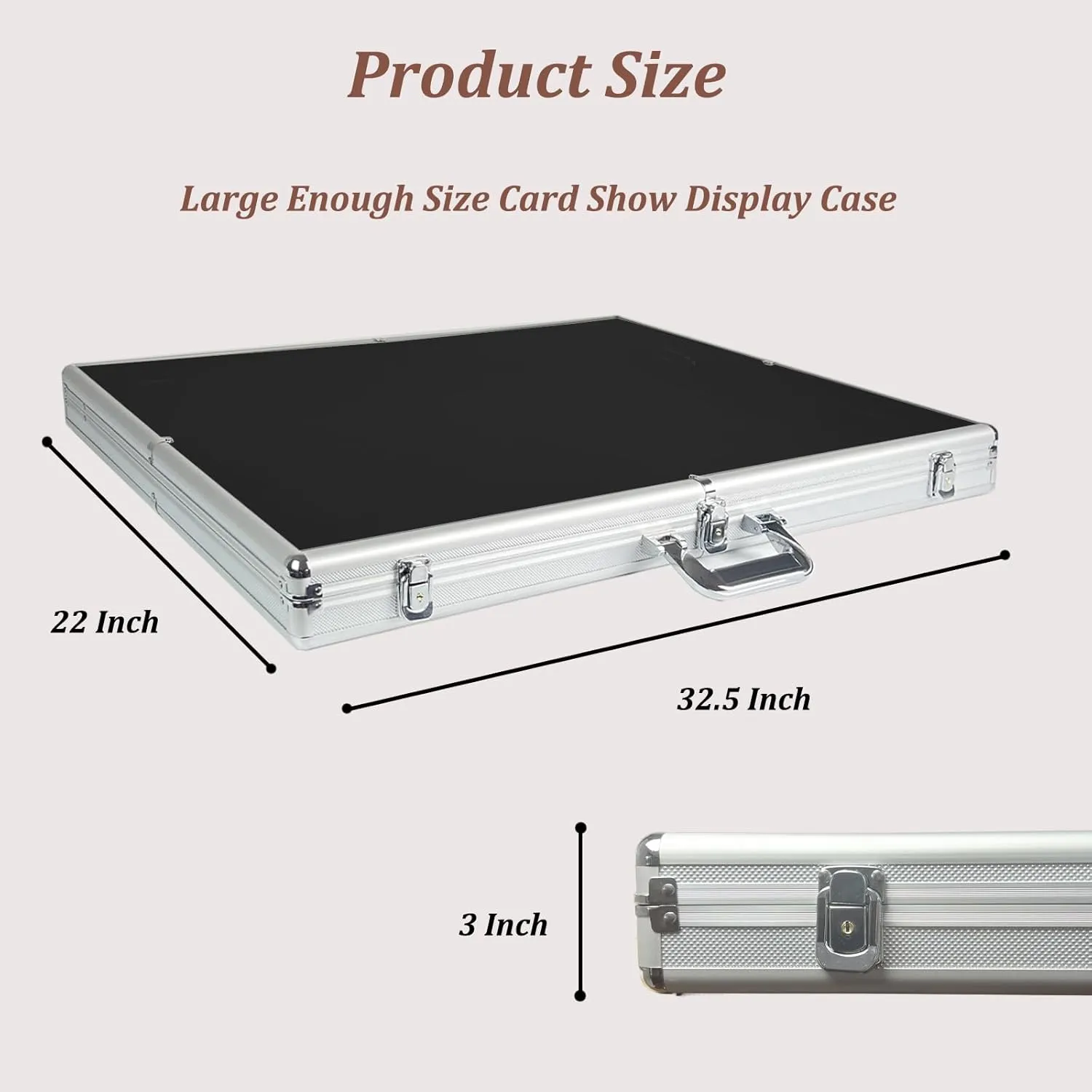 Aluminum Display Case for Cards, XL Large Table Top Showcase with Lock, Portable LED Light Trade Show Display Case for Sport Card Graded Card Jewelry MTG Cards Collectible Cards